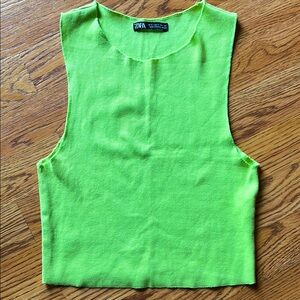 Zara Sleeveless Crop Top Vibrant Green  Size Medium Small